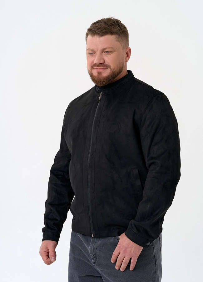 Мужская куртка из эко замши черного цвета модель № 30302 универмаг малина