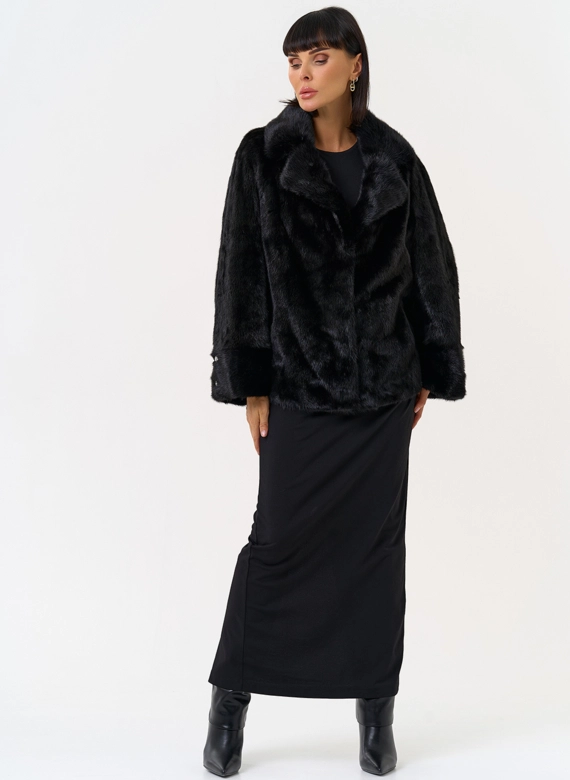 Куртка из меха норки с английским воротником