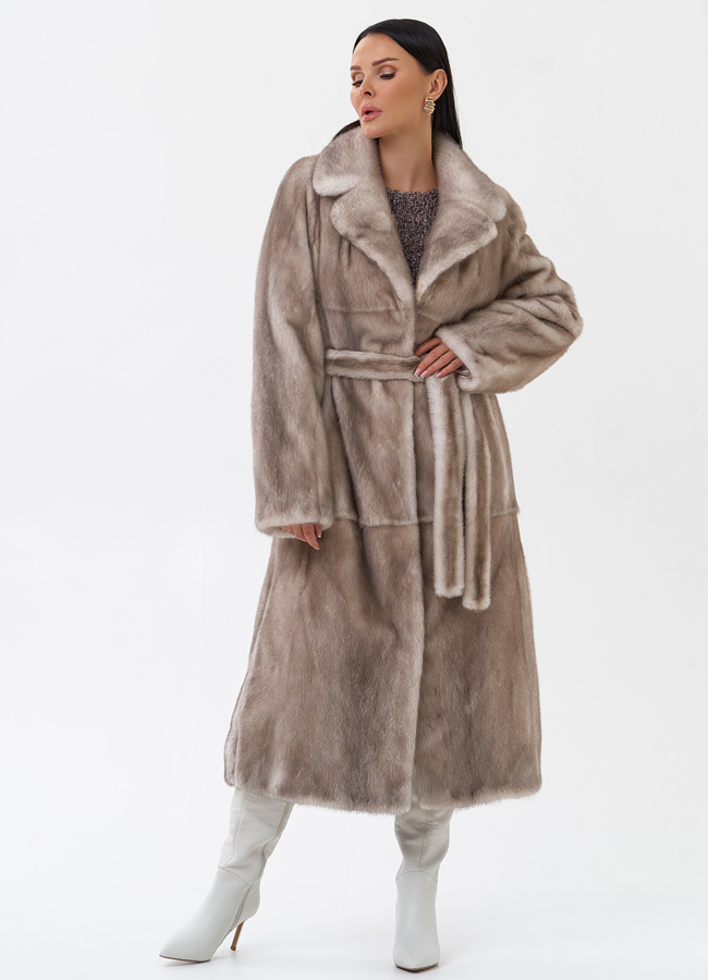 Длинная светлая норковая шуба модель № 29164 универмаг малина