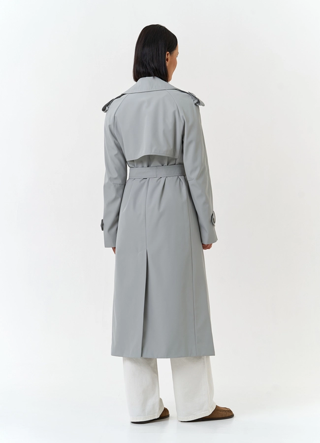 фото Женский плащ с поясом модель № 33114