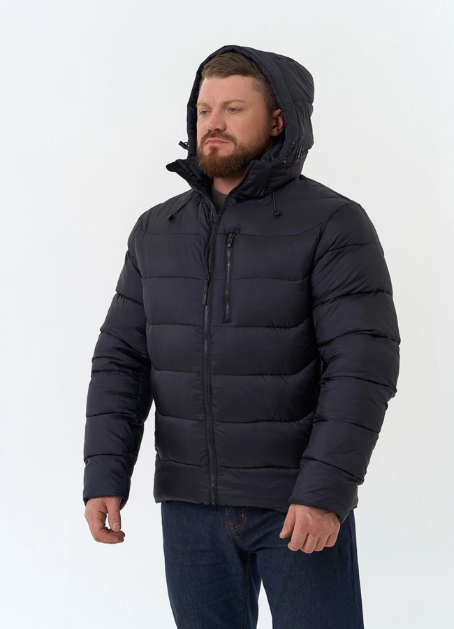 Мужской пуховик с капюшоном  модель № 34057 универмаг малина фото