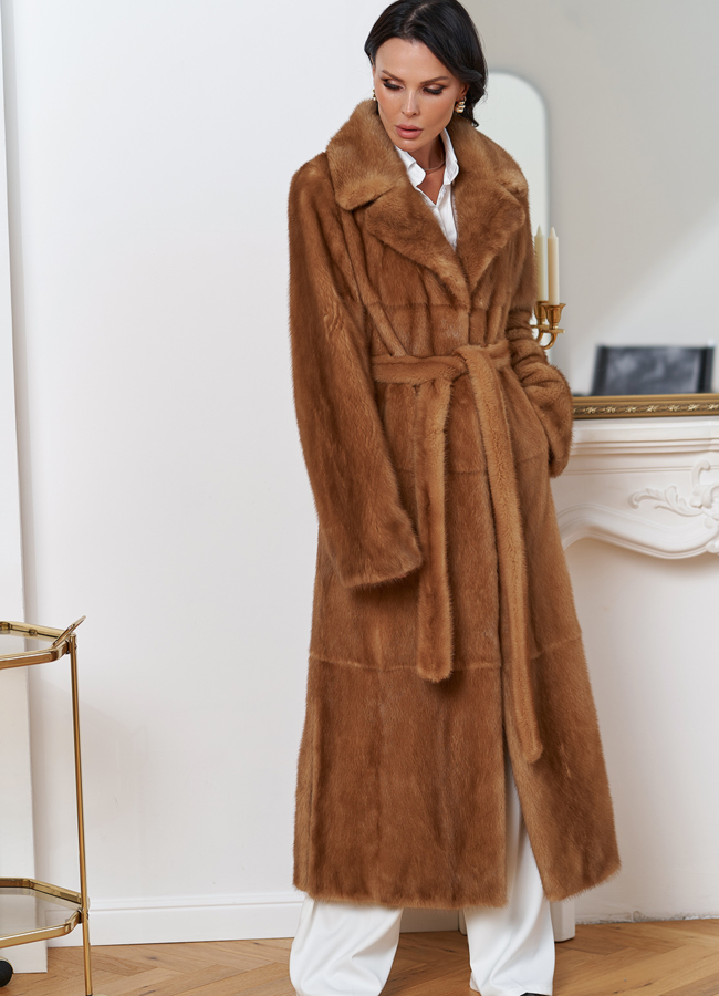 Женская длинная шуба из меха норки модель № 30686 в кредит