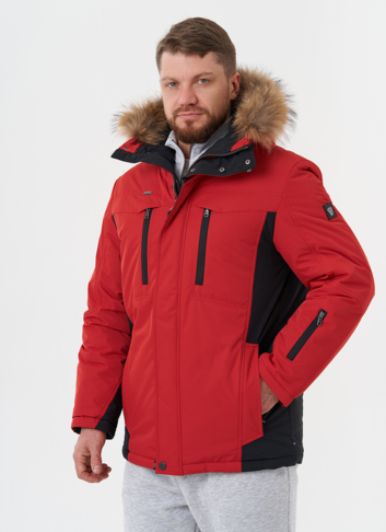 Яркая куртка с капюшоном из меха енота Яркая куртка с капюшоном из меха енота