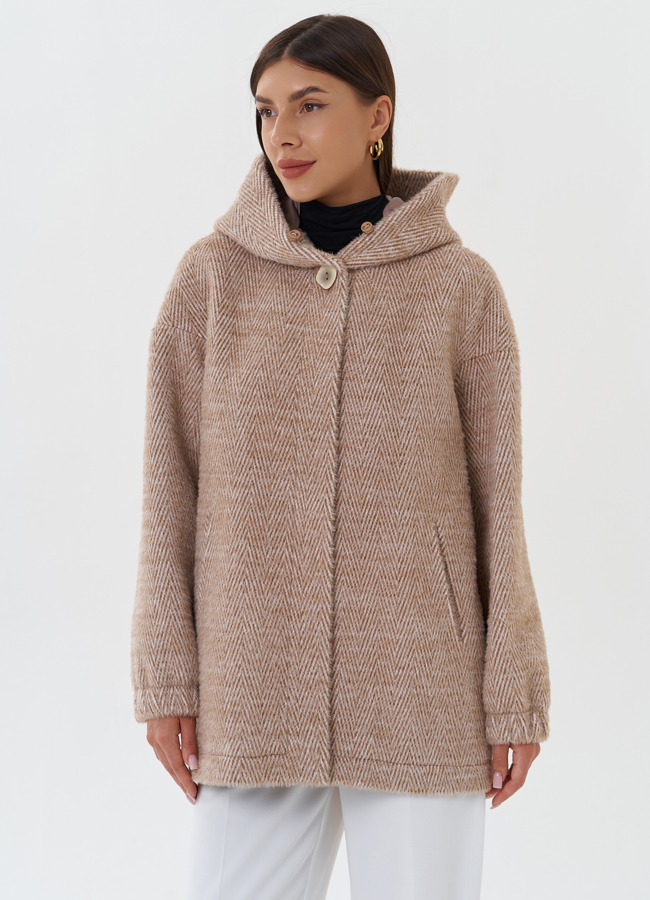 фото Женское пальто с капюшоном модель № 27668