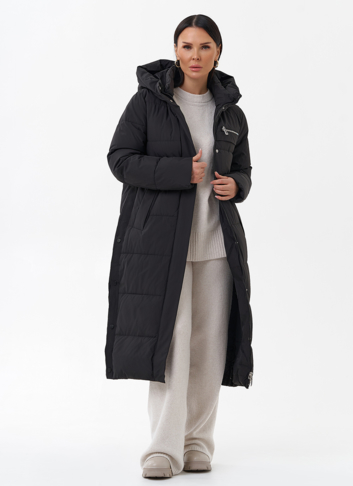 Длинный пуховик с капюшоном