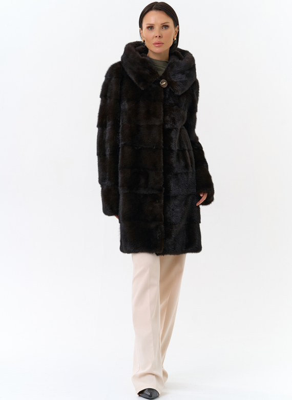 Норковая шуба с капюшоном