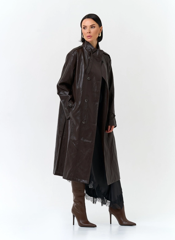Женский плащ из эко кожи