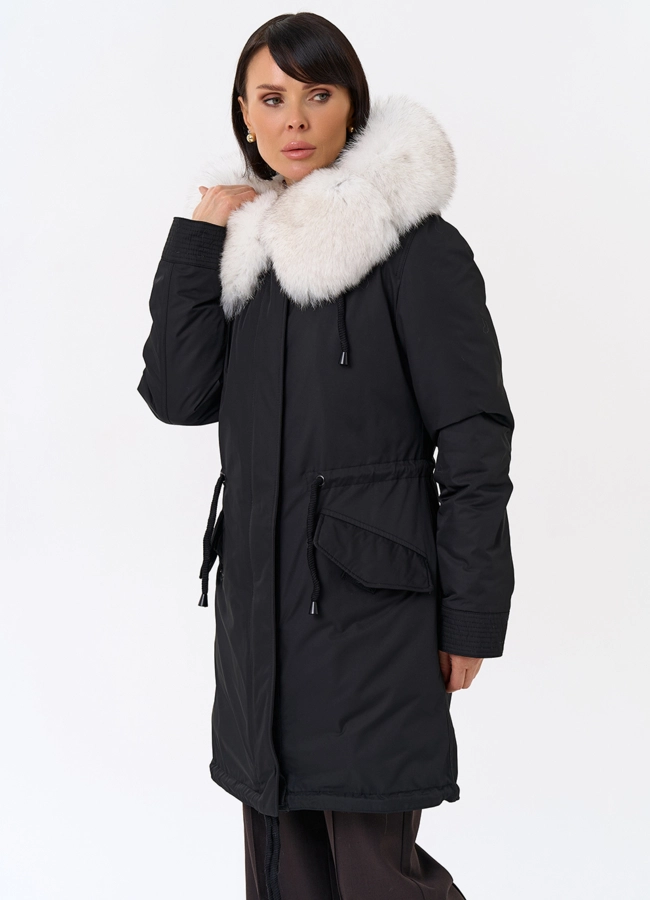 Женская парка с капюшоном из меха песца модель № 31989 универмаг малина фото