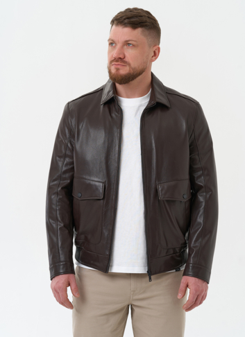 Мужская куртка из натуральной кожи коричневого цвета Мужская куртка из натуральной кожи коричневого цвета