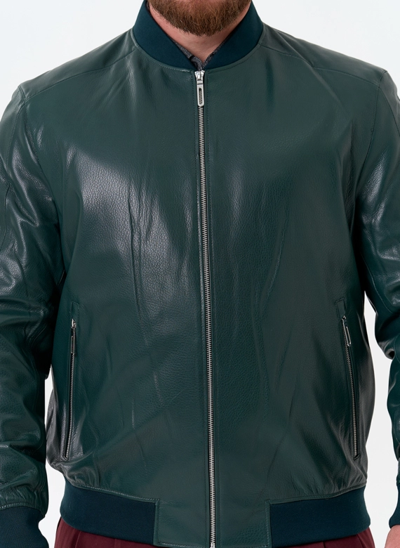 Мужская куртка бомбер из натуральной кожи фото