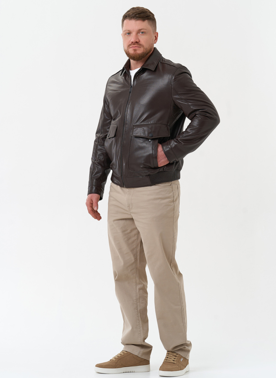 Мужская куртка из натуральной кожи коричневого цвета
