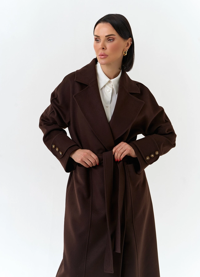 Женское длинное пальто с английским воротником модель № 32646 универмаг малина