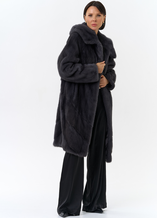 Женская шуба в сером цвете модель № 24809 универмаг малина