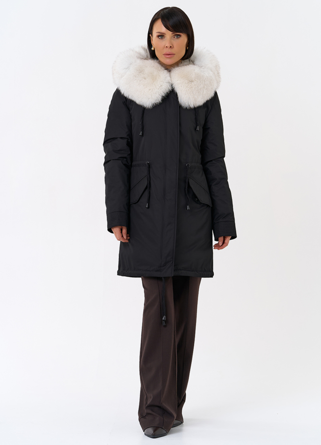 Женская парка с капюшоном из меха песца модель № 31989 в кредит