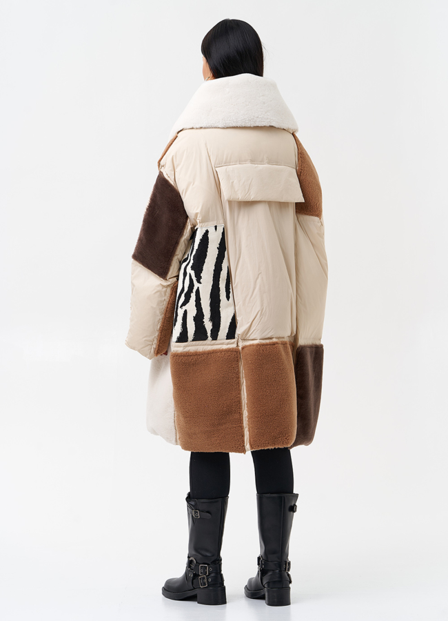 Комбинированный женский пуховик  модель № 28377 в рассрочку