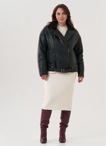 Косуха утепленная из экокожи с отделкой из экомеха Косуха утепленная из экокожи с отделкой из экомеха