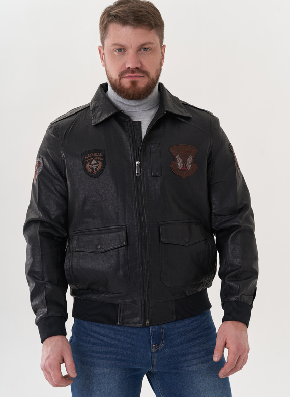 Мужская куртка из эко кожи черного цвета