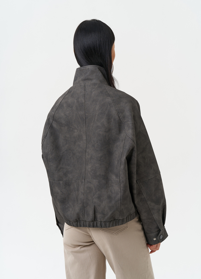 Куртка бомбер из эко кожи с воротником стойкой модель № 30337 в кредит