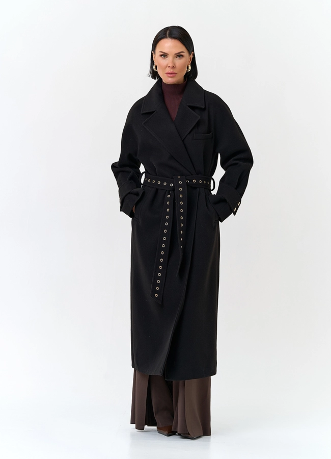 Женское пальто с акцентным поясом модель № 32808 универмаг малина