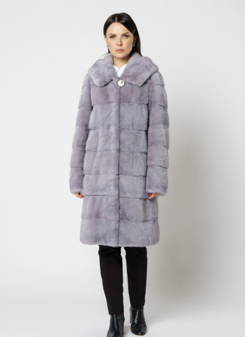 Норковая шуба с капюшоном голубого цвета трансформер  4 в 1