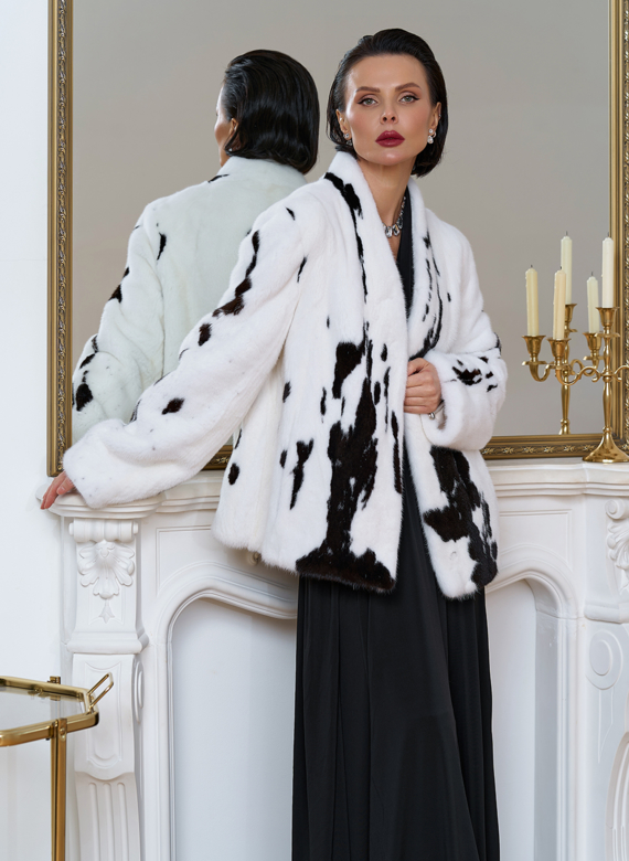 Жакет из меха норки в расцветке "ягуар"