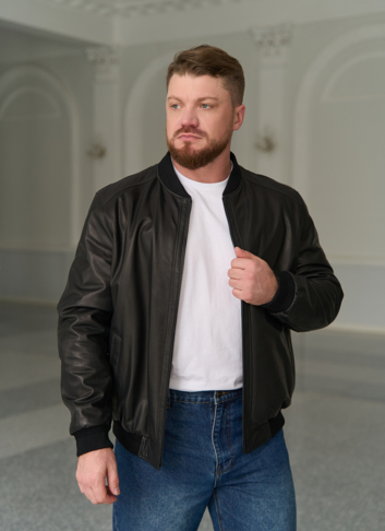 Мужская куртка бомбер из натуральной кожи