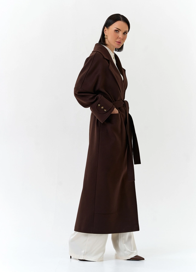 Женское длинное пальто с английским воротником модель № 32646 универмаг малина