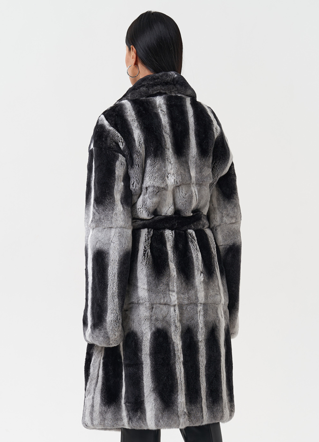 Шуба из меха кролика с английским воротником модель № 28135 в кредит