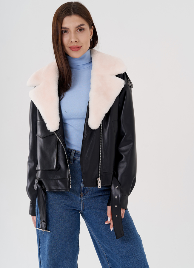 Куртка косуха на утеплении со съемным натуральным мехом модель № 2273 универмаг малина