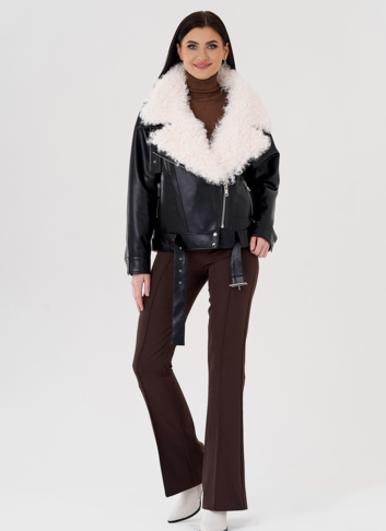 Куртка косуха на утеплении с отделкой натуральный козлик Куртка косуха на утеплении с отделкой натуральный козлик